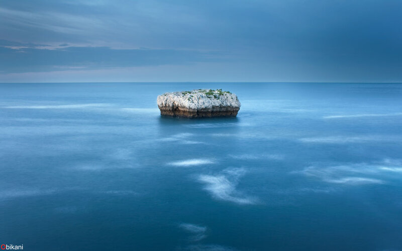 Rock Formation in Ocean — Blue, Serene, Morning