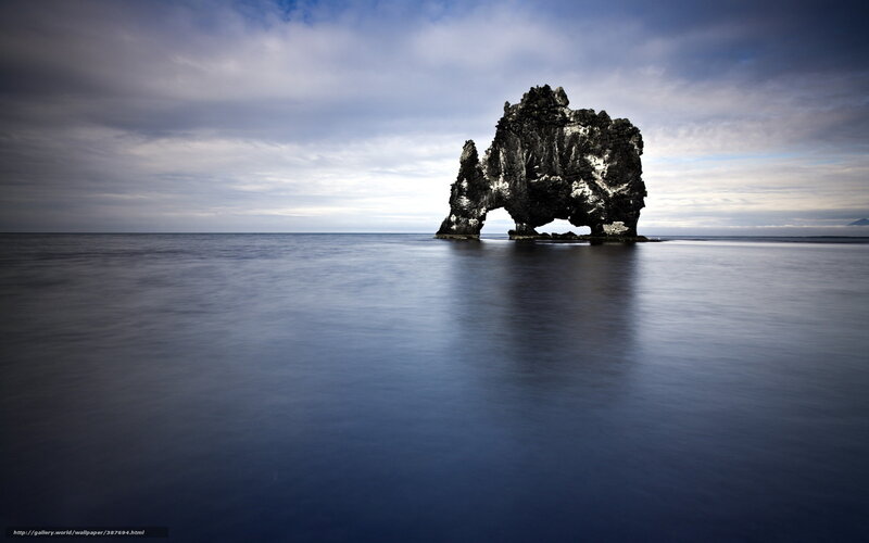 Rock Formation in Ocean — Blue, Serene, Photograph