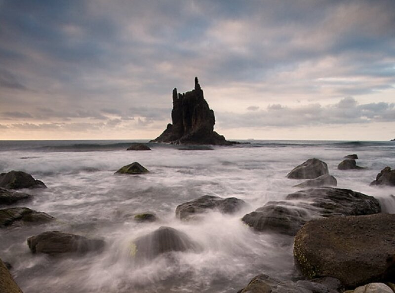 Rock Formation in Ocean — Gray