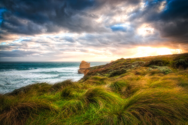 Rock Formation in Ocean — Green