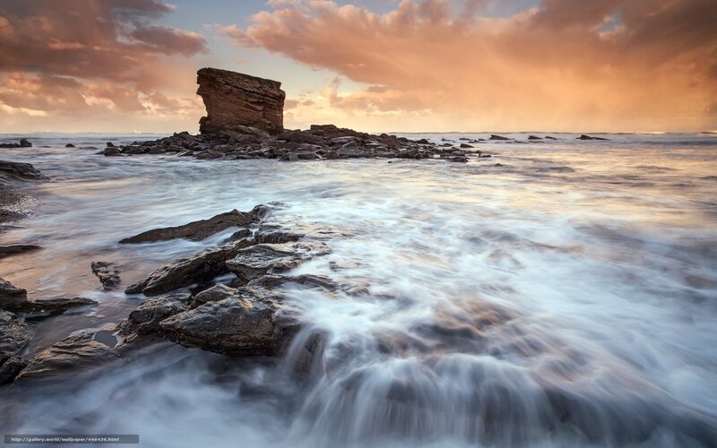 Rock Formation in Ocean — Orange, Dramatic