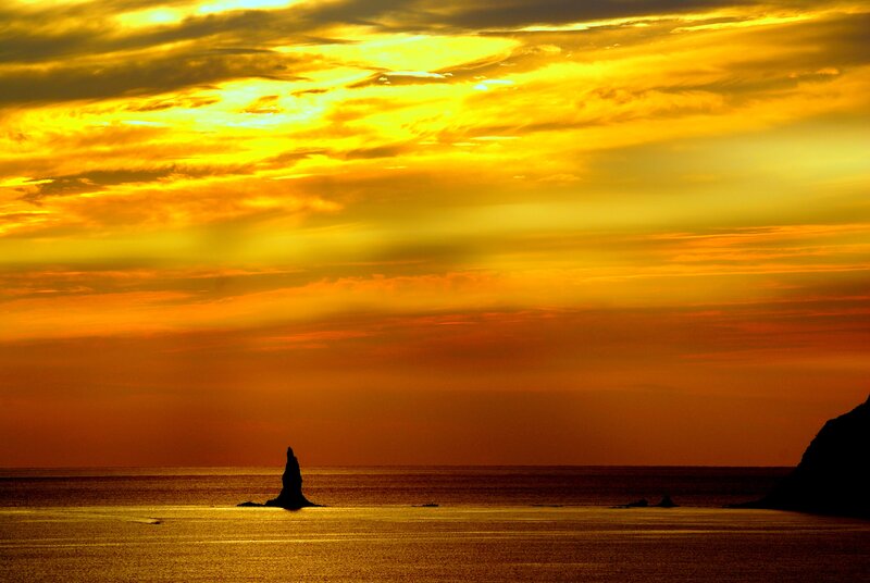 Rock Formation in Ocean — Yellow