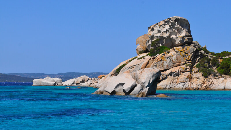 Rock Formation in Sea — Blue, Serene