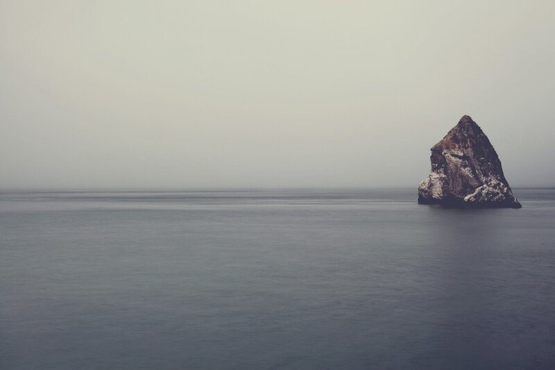 Rock Formation in Sea — Gray, Serene, Photograph