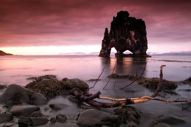 Rock Formation in Sea — Purple