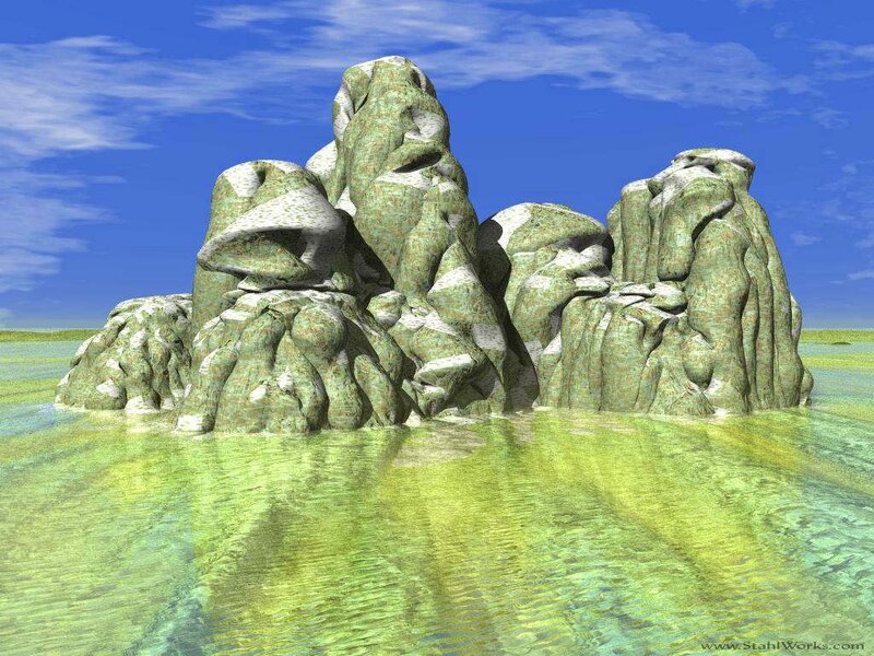 Rock formation in shallow water