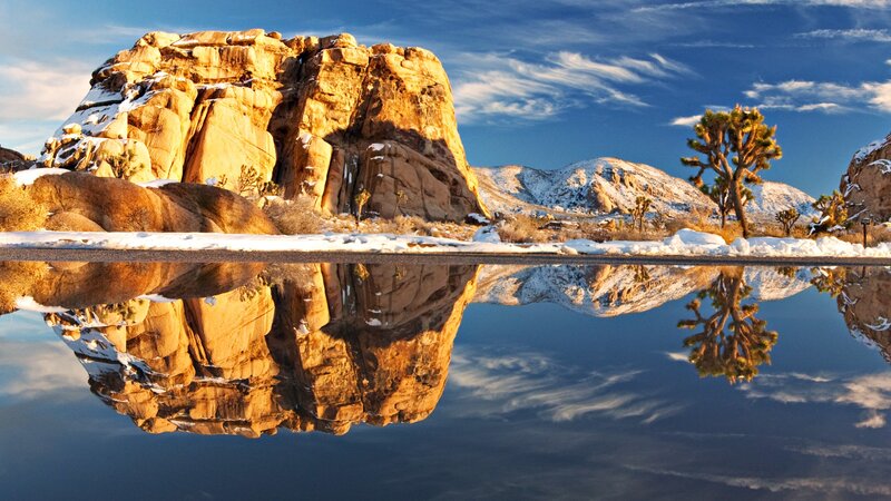 Rock Formation in Snow — Blue, Serene
