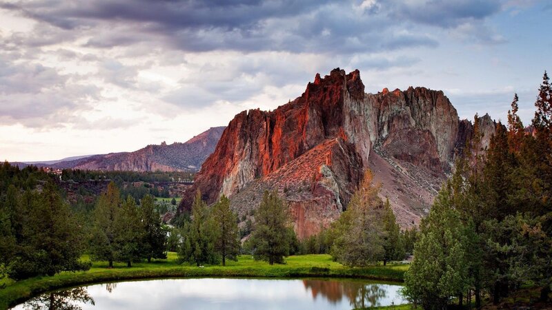 Rock Formation in Valley — Green, Dramatic