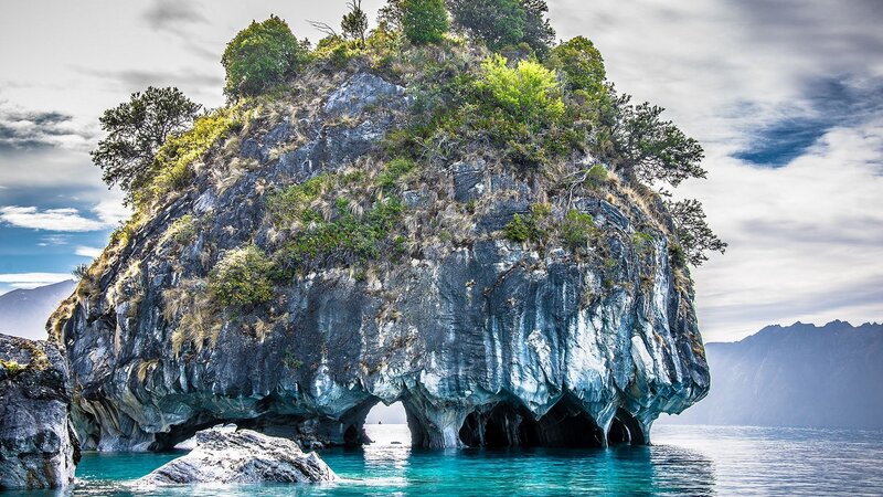 Rock Formation in Water — Blue, Dramatic, Afternoon, Photograph