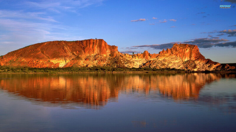 Rock Formation in Water — Blue, Serene