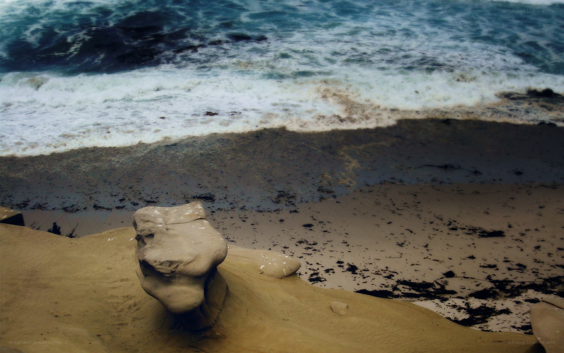 Rock formation on beach