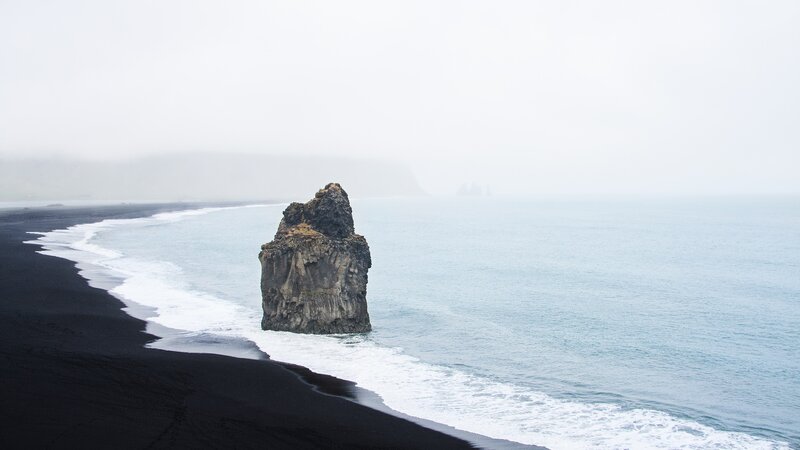 Rock Formation on Beach — Black