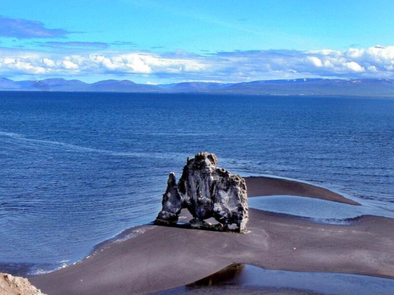 Rock Formation on Beach — Blue