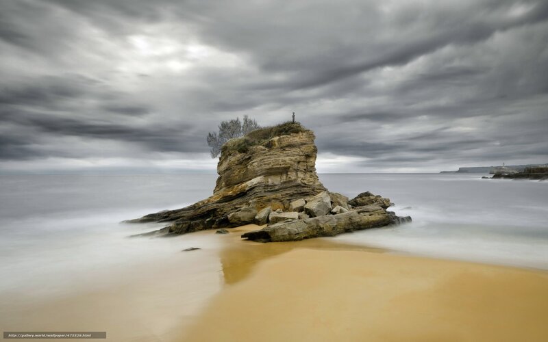 Rock Formation on Beach — Gray, Dramatic
