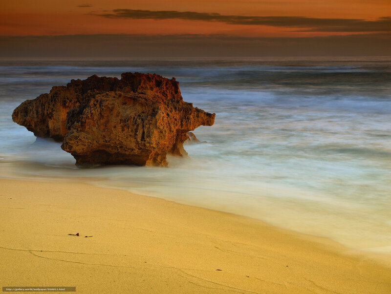 Rock Formation on Beach — Orange, Serene