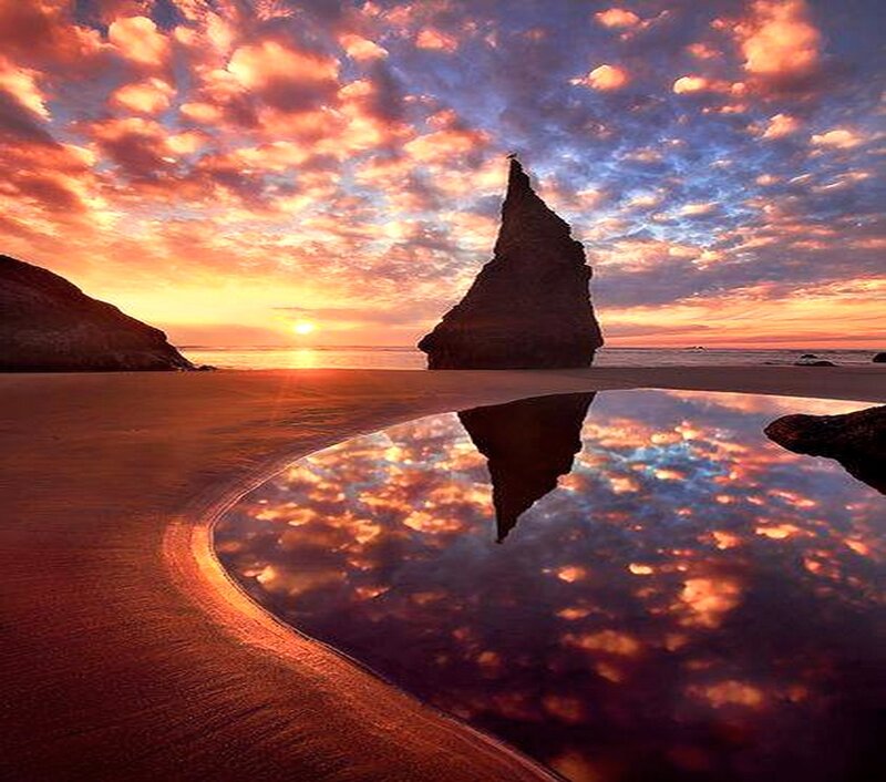 Rock Formation on Beach — Orange