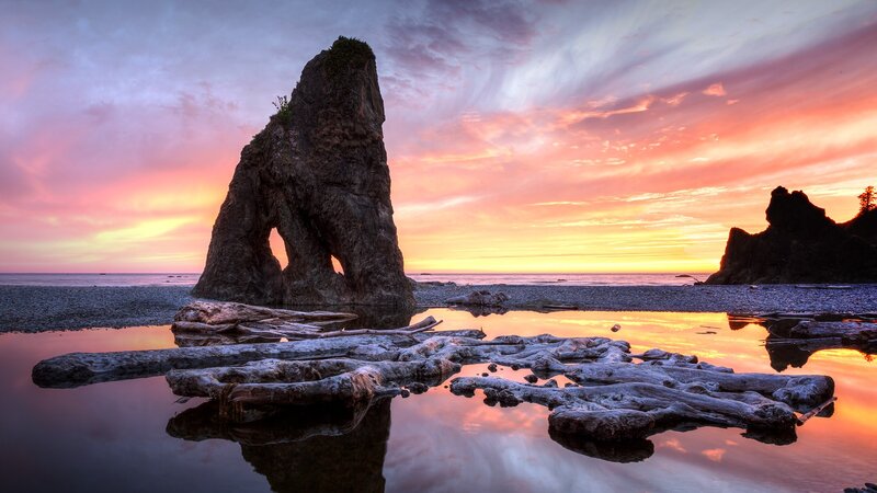 Rock Formation on Beach — Pink