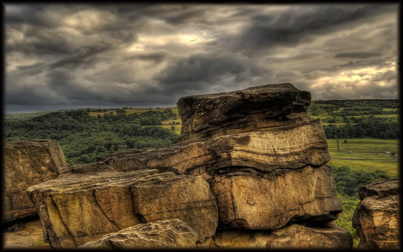 Rock Formation on Hill — Gray, Dramatic