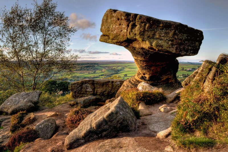 Rock Formation on Hill — Green, Serene, Afternoon