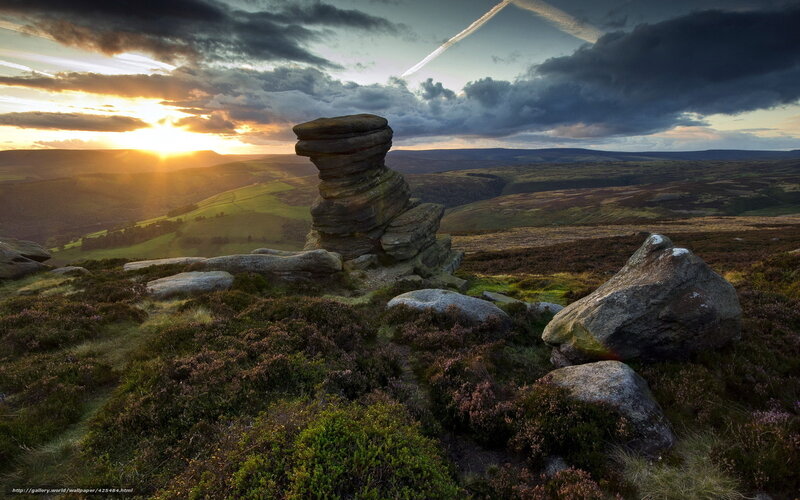 Rock Formation on Hillside — Green