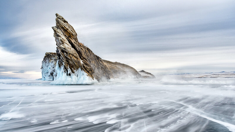 Rock Formation on Ice — White
