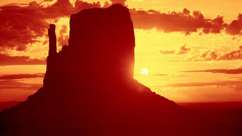 Rock Formation Silhouette — Red, Dramatic, Sunset