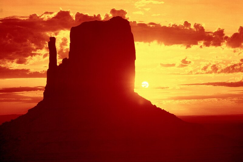 Rock Formation Silhouette — Red, Dramatic