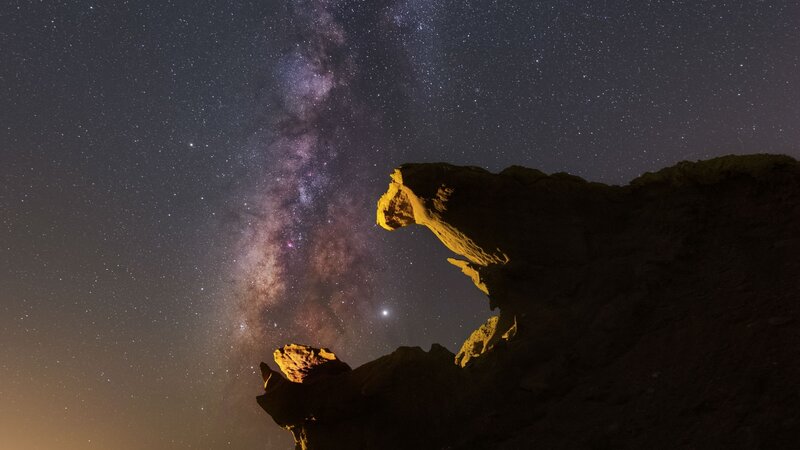 Rock Formation under Stars — Black, Dramatic, Night