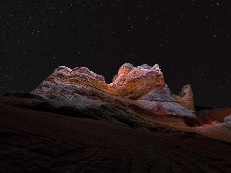 Rock Formation under Stars — Black, Dramatic