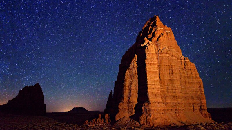 Rock Formation under Stars — Blue, Serene