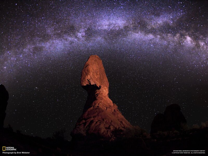 Rock Formation under Stars — Purple, Dramatic, Night
