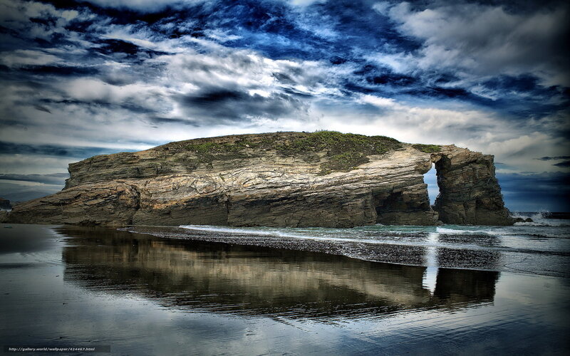 Rock Formation with Arch — Blue, Dramatic