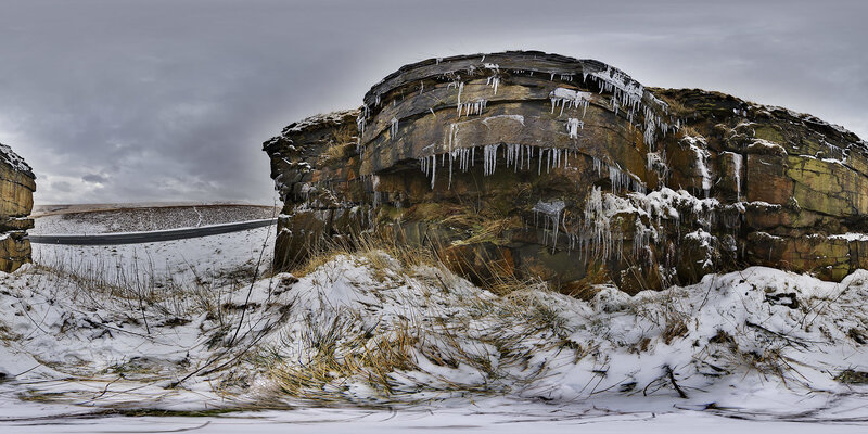 Rock Formation with Icicles