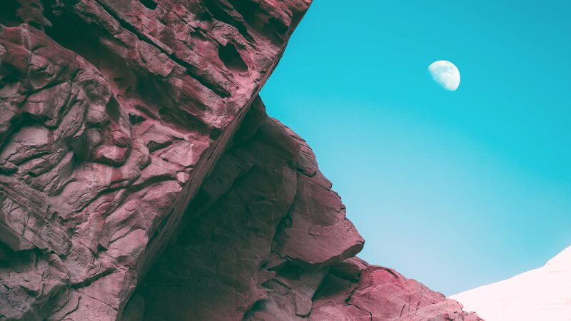 Rock Formation with Moon