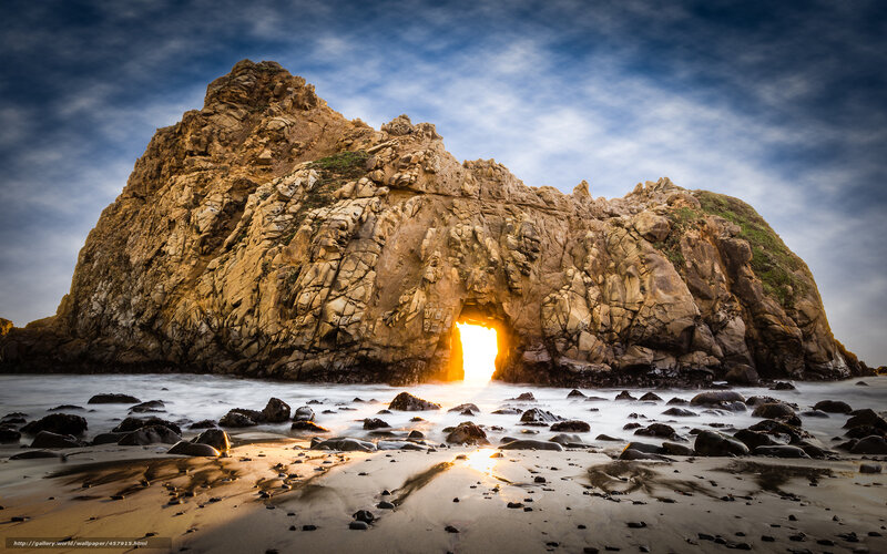 Rock Formation with Sea Arch — Blue