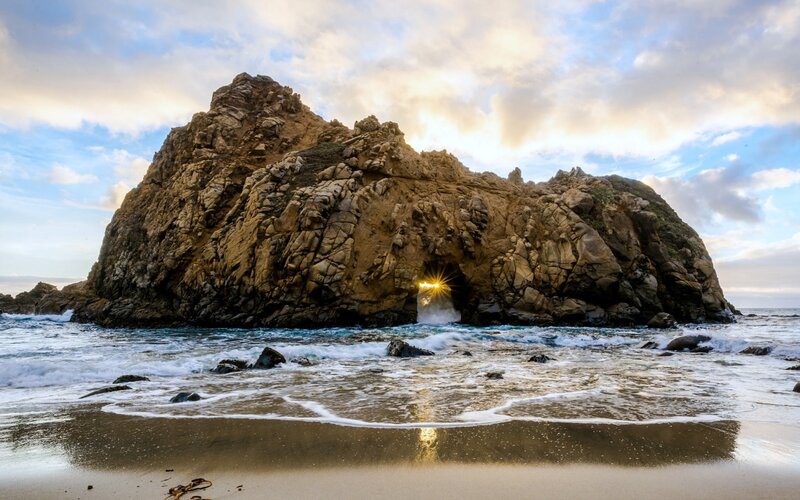 Rock Formation with Sea Cave — Blue