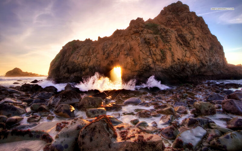 Rock Formation with Sea Cave — Orange