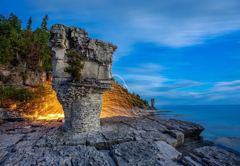 Rock Formation with Sparks