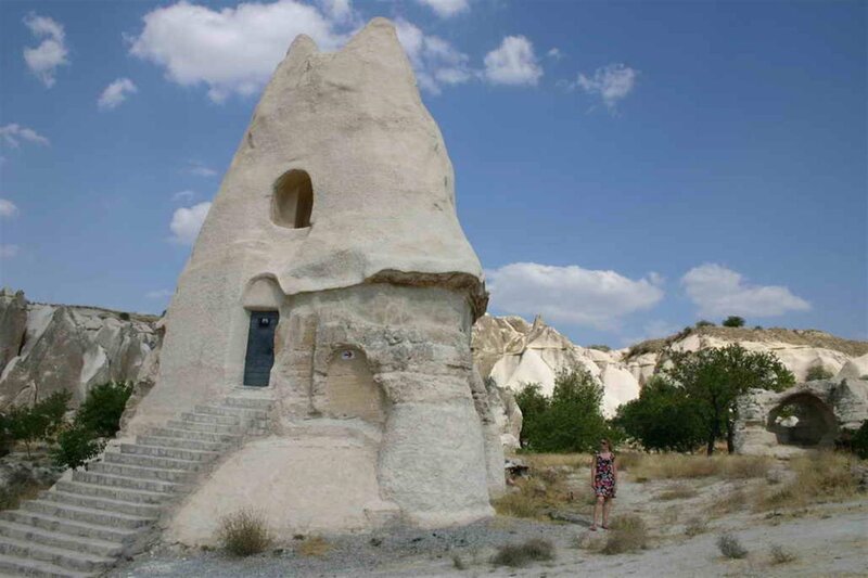 Rock formation with staircase