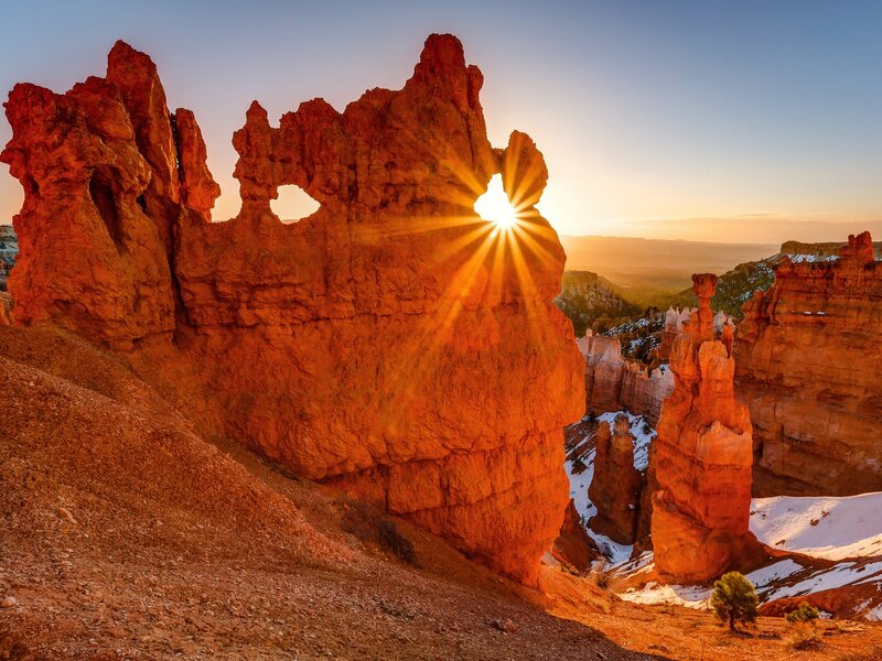 Rock Formation with Sun — Orange
