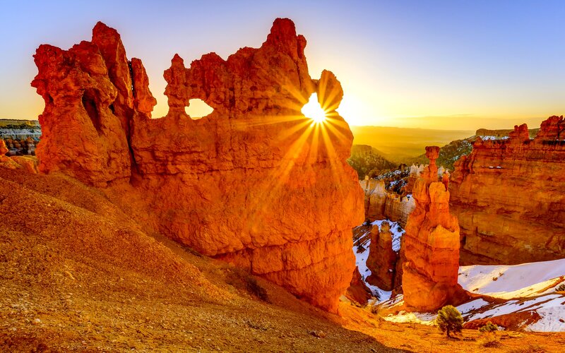 Rock Formation with Sun