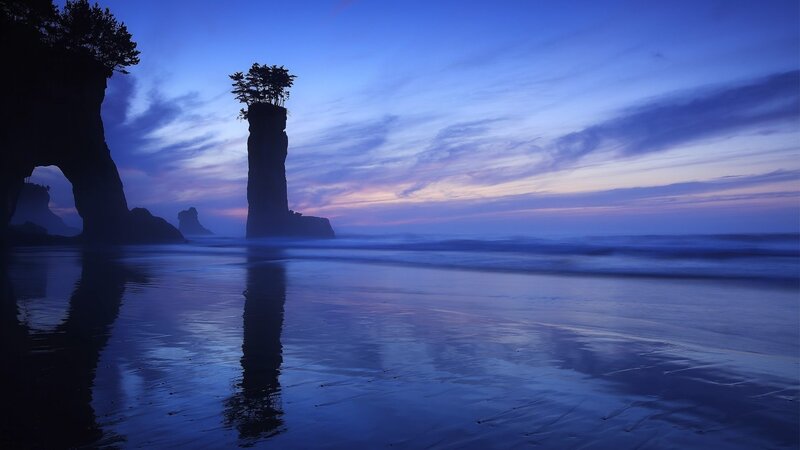 Rock Formation with Tree — Blue