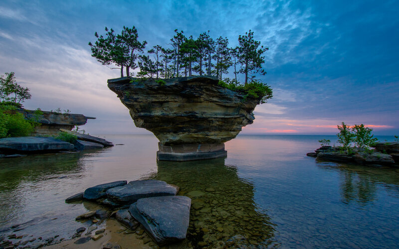 Rock Formation with Trees — Blue