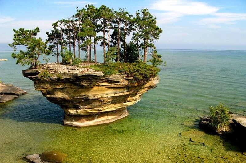 Rock Formation with Trees — Green