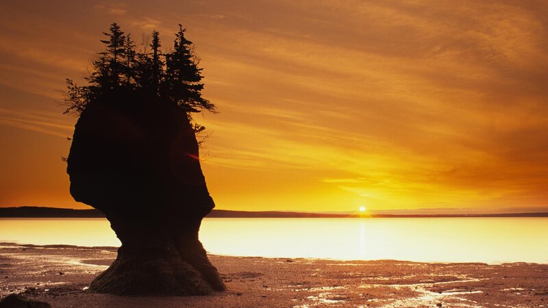 Rock Formation with Trees — Orange, Serene