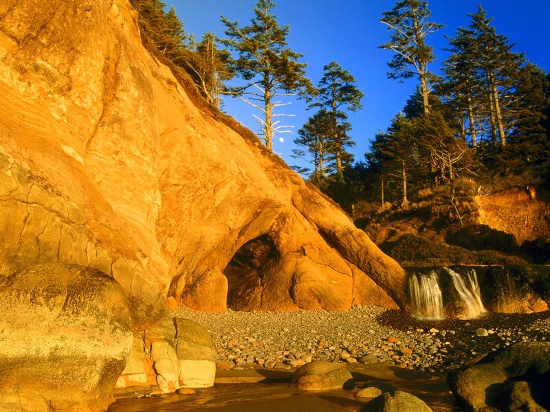 Rock Formation with Waterfall