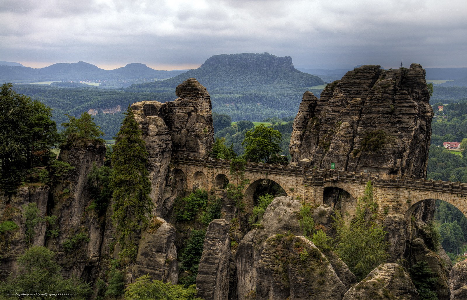 rock formations and bridge landscape