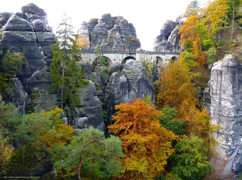 Rock Formations and Bridge — Orange