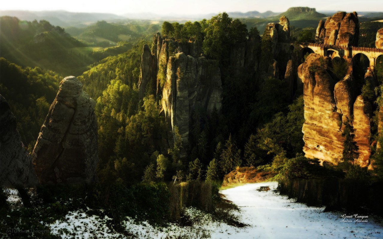 Rock formations and canyon landscape