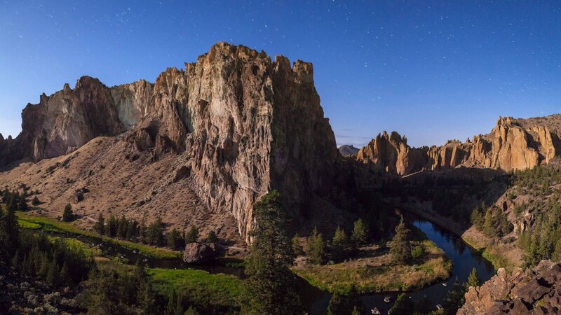 Rock Formations and River — Blue